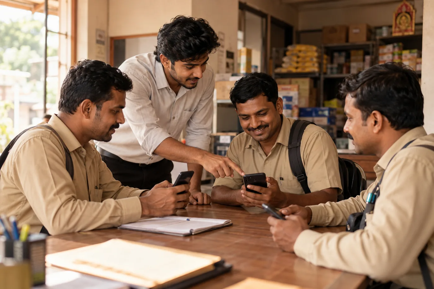A Japaate onboarding specialist training a sales team on the app